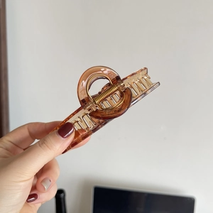 Brown translucent cloud hair claw clip for women featuring a strong metal spring design