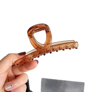 Elegant amber translucent large cloud shark hair clip with a vintage minimalist design