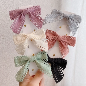 Sweet Handmade Lace Bow Hair Clip Mori Style Hollow Fabric Bowknot Hair Clip Or Elastic Hair Tie Headwear For Women Girls