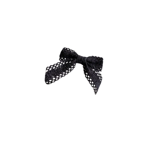 Japanese style black lace bow hair clip with vintage hollow crochet pattern for women