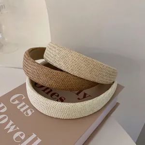 Set di cerchietti larghi intrecciati retrò in beige e marrone con design a treccia spessa