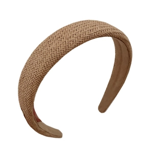 Cerchietto intrecciato in lino kaki in stile boho per accessori capelli estivi