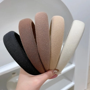 Serre-tête en Éponge Épaissi pour Femmes Couleur Unie Tissu Côtelé Bandeau Large Style Coréen Simple Accessoires de Coiffure à la Mode