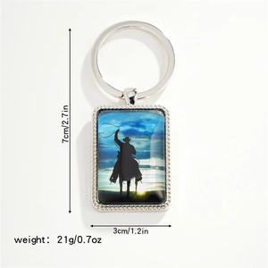 Western cowboy keychain size details 7cm length with silver metal frame and horse motif