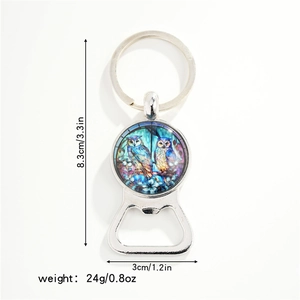 Detailed size specifications for the owl art zinc alloy bottle opener keychain