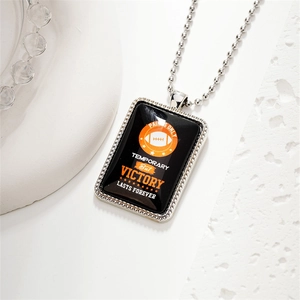 Inspirational American Football Pendant Keychain Necklace Stainless Steel Alloy Rugby Helmet Jewelry Sports Gift For Men Women