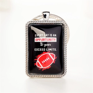 Rugby sports keychain necklace with inspirational text exceed your limits design