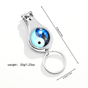 Dettagli delle dimensioni del tagliaunghie portachiavi Yin Yang con design stellato