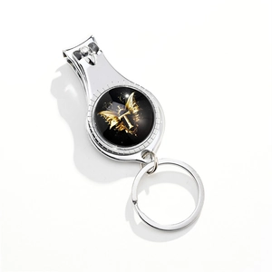Stainless steel multifunctional keychain with nail clipper and bottle opener featuring letter T