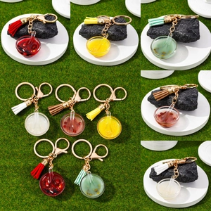 Creative Simulation Food Porridge Bowl Keychain Resin Miniature Red Bean Millet Mung Bean Porridge Tassel Bag Pendant Alloy Key Ring