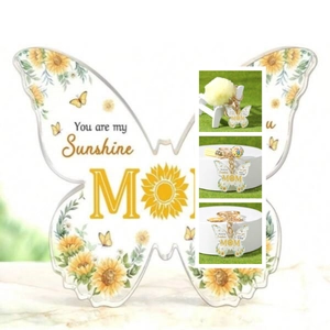 Mother's Day Gift Acrylic Butterfly MOM Sunflower Keychain For Women Alloy Key Ring With Tassel Pom-pom Charms Decoration