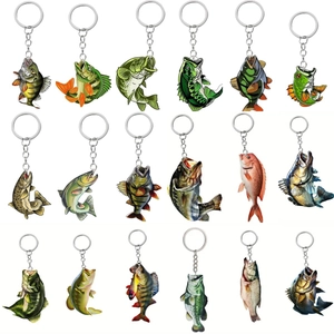 Realistic Acrylic Bass Fish Keychain For Fishing Lovers Men Women Realistic Fish Charm Bag Pendant Decorative Key Ring Gift
