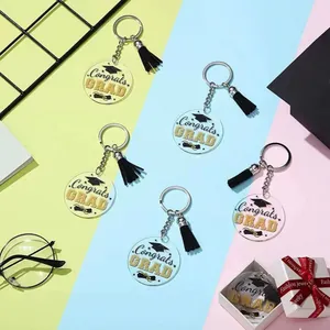 Set di 30 portachiavi in acrilico per laurea con ciondoli Congrats GRAD e nappe