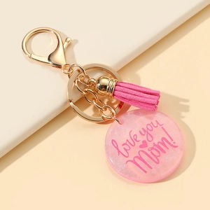 Cadeau Fête des Mères Porte-clés Résine Cœur Pompon Love You Mom Dog Mom Paillettes Porte-clés pour Femmes Accessoire Festif