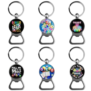 Vintage Zinc Alloy Round Bingo Theme Bottle Opener Keychain With Colorful Game Ball Design Fun Party Accessory For Men Women