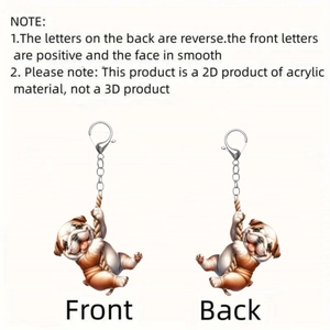 2D acrylic bulldog pendant keychain with brown and white double-sided printing