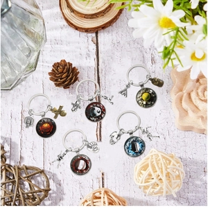 Sports Theme Alloy Glass Keychain Basketball Soccer Football Baseball Tennis Patterns Metal Athletes Charms Key Ring Gift