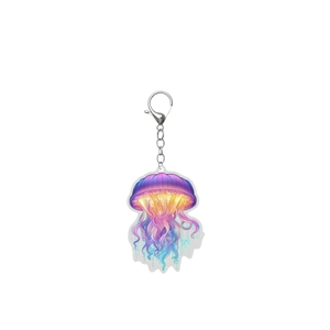 Pendentif méduse en acrylique à la mode avec motif d'animaux marins colorés en 2D