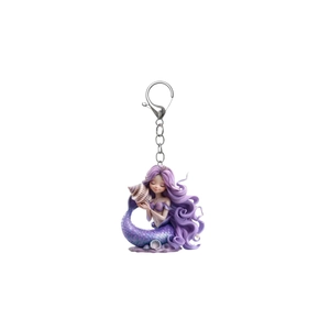 Porte-clés sirène dauphin en acrylique 2D violet pour femmes et accessoires de voiture