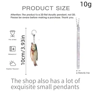 Ciondolo in acrilico piatto branzino per specchietto auto o regalo, altezza 10 cm