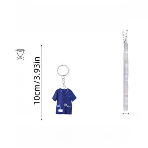 Detail view of 2D acrylic nurse scrub keychain with 10cm height and 2.7mm thickness