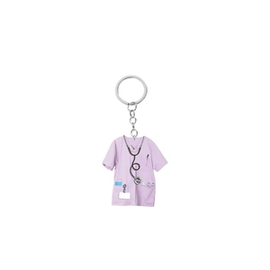 Creative 2D acrylic nurse scrub keychain with stethoscope print for hospital gift