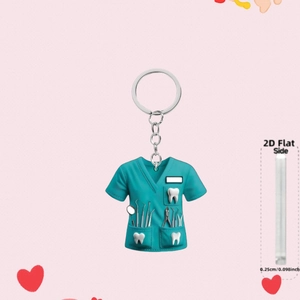 Teal acrylic nurse uniform keychain for car decor and Christmas tree ornament