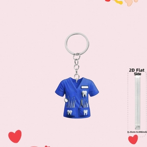 Flat acrylic dental scrub uniform car pendant and keychain for Christmas tree decoration