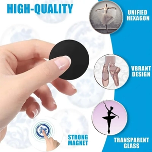 Set of 8 round glass ballet magnets for fridge and whiteboard with strong magnetic base
