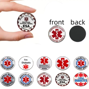 Set di 10 Calamite da Frigo con Avviso Medico in Vetro Cabochon Diabete Tipo 1 Tipo 2 Stella della Vita Emergenza Promemoria Medico Magneti per Frigorifero Lavagna Bianca Arredamento Casa