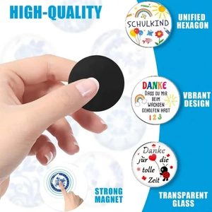 18pcs 25mm glass school graduation magnets with colorful hand-drawn patterns and motifs