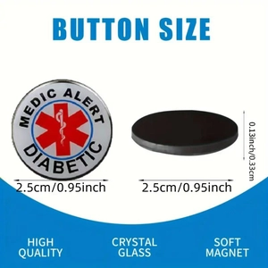 Set di 10 magneti medici rotondi in vetro da 25mm per diabetici per frigoriferi e lavagne