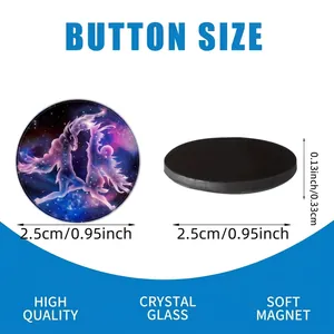 12-piece constellation glass magnets set for fridge with size chart and 25mm diameter