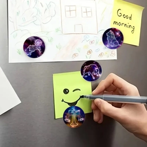 Set of 12 constellation glass fridge magnets with starry sky design for whiteboards