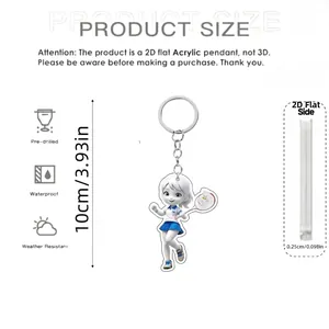 Cartoon badminton girl acrylic keychain pendant 2D flat sports girl accessory 10cm
