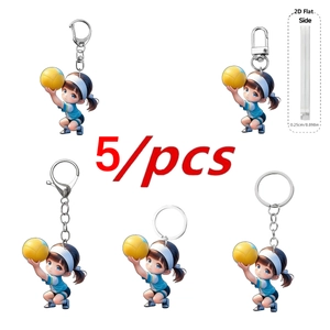 Cute Anime Volleyball Girl Keychain Pendant Metal Keyring For School Bag Backpack Accessory Creative Gift For Sports Fans