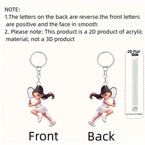 Cartoon tennis girl acrylic keychain featuring 2D design with front and back views