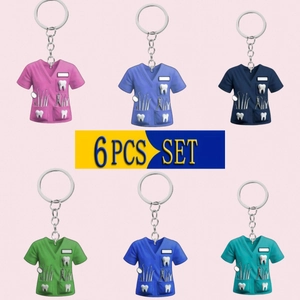 Acrylic 2D Flat Nurse Dentist Uniform Keychain Medical Scrub Style Pendant Christmas Tree Decor Doctor Nurse Gift