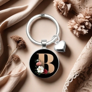 Schlüsselanhänger aus Silberlegierung mit Buchstabe B und floralem Design Anhänger