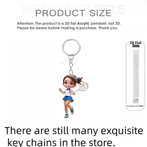 Detail showing 0.25cm thickness of badminton girl 2D acrylic keychain accessory