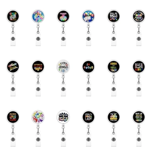Enrouleur de Badge Rétractable Avec Motif de Jeu de Bingo Amusant Rond Plastique Métal Clip Pour Infirmières Bureau