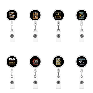 Retractable Badge Reel Funny Dad Grandpa Electrician Quotes ID Card Holder Name Tag Clip For Office Nurse Hospital