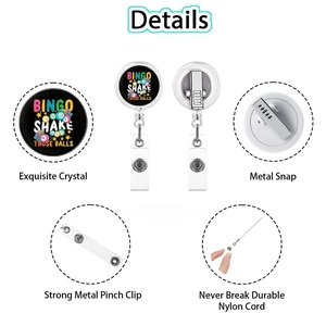 Détails du porte-badge rétractable avec clip métallique et cordon en nylon