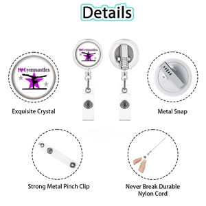 Dettagli del porta badge retrattile con clip in metallo e corda in nylon resistente