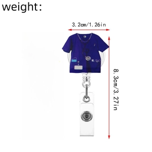 Navy blue scrubs nurse badge reel with stethoscope design and 3.27in height