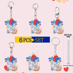 Acrylic Anatomical Human Heart Keychain 2D Flat Medical Science Science Gift Bag Charm For Nurse Doctor Student Accessory