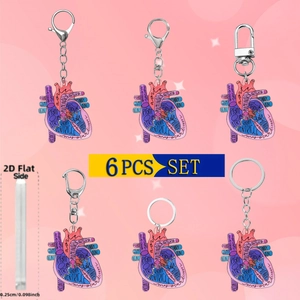 Porte-clés Anatomique Cœur Humain pour Infirmières Médecins Étudiants en Médecine Pendentif Plat 2D en Acrylique Diagramme de Cœur Cadeau de Sac