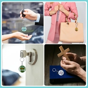Acryl ronde kruis gebed sleutelhanger leraar cadeau stijlvolle dagelijkse hanger.