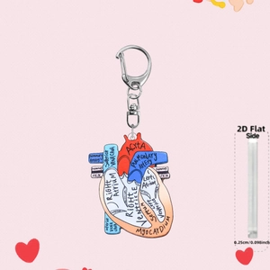 Nurse themed anatomical heart keychain with acrylic 2D design and 0.25cm thickness