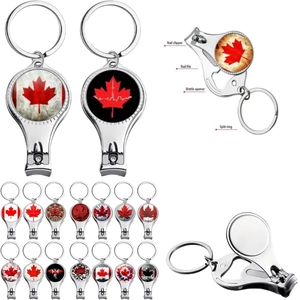 Detail showing the 4-in-1 multi-functional Canada nail clipper with bottle opener and keyring